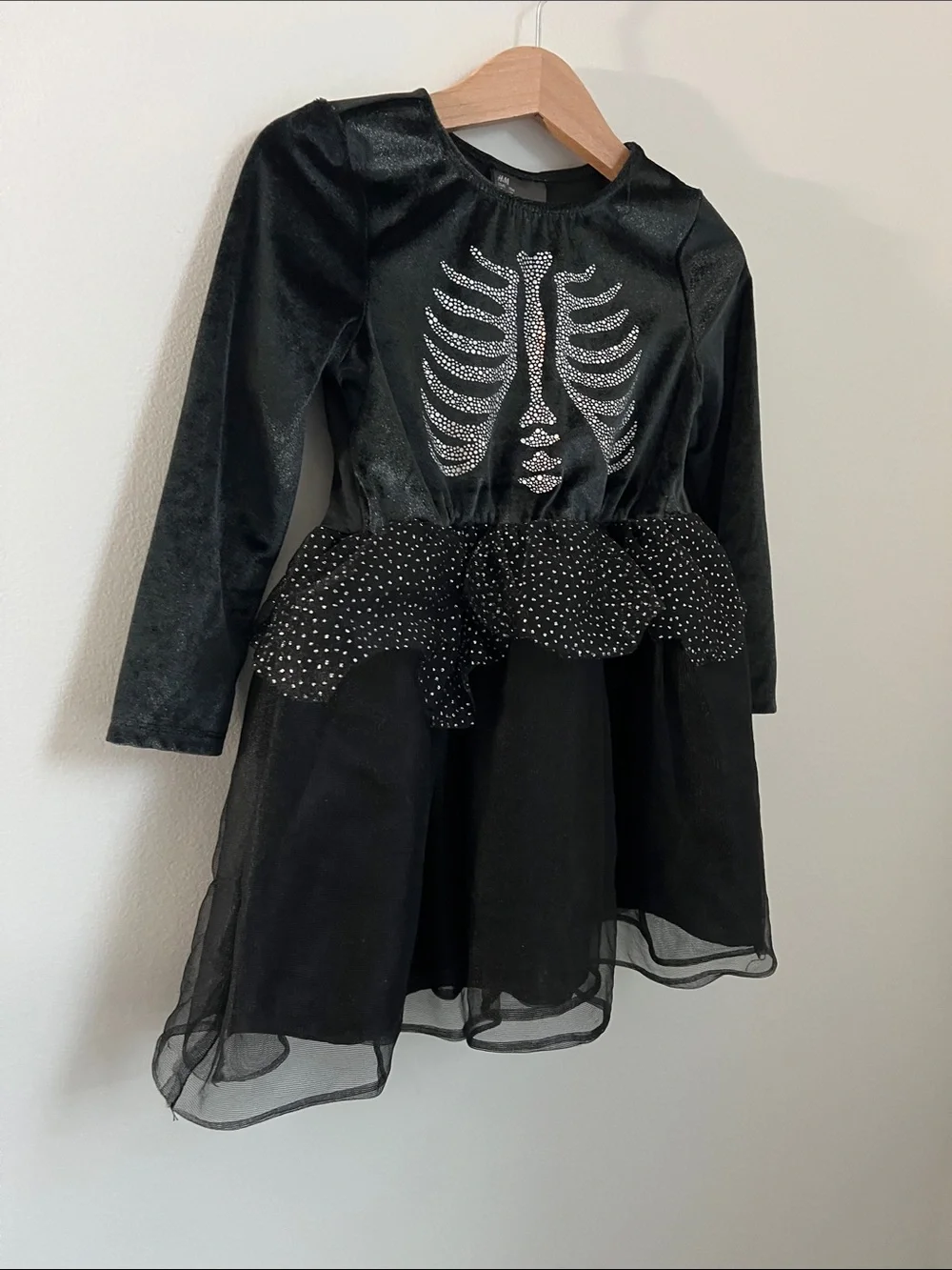 H&M | Kids Black Sparkle Skeleton Dress with Bones Size 4T